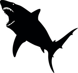 Obraz premium Aggressive shark illustration with sharp teeth and fins