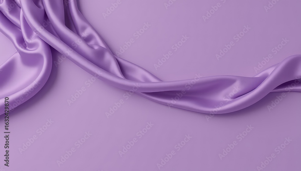 Poster luxurious soft purple fabric cascading gently over a flat surface, creating a smooth and elegant bac