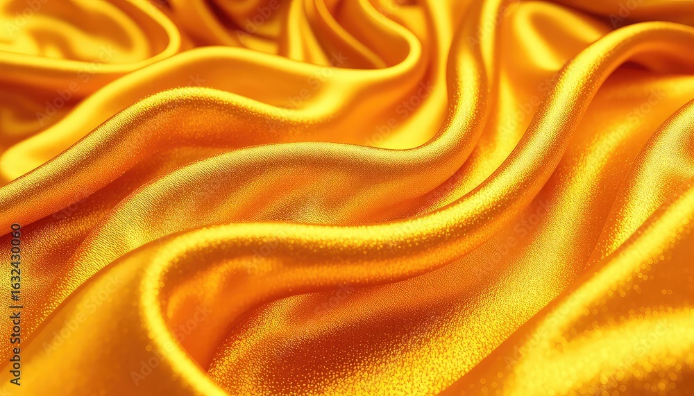 Poster luxurious golden fabric with elegant folds, creating a soft, shiny, and sumptuous texture perfect fo