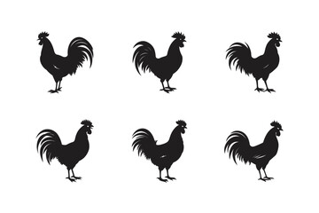 vector illustration black silhouette of a rooster