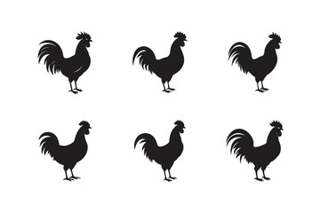 vector illustration black silhouette of a rooster
