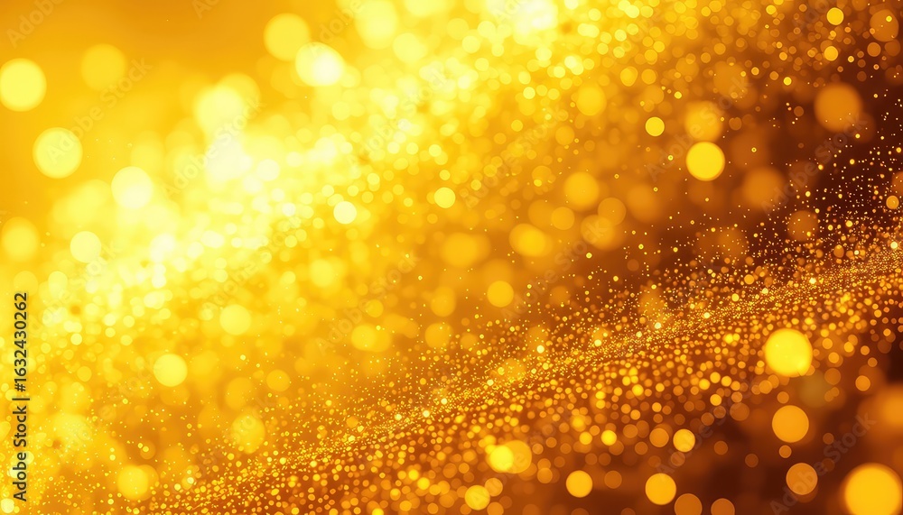Poster elegant golden backdrop shimmering with abstract light patterns, small glowing orbs, and sparkling b
