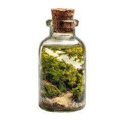 Miniature forest in a glass bottle