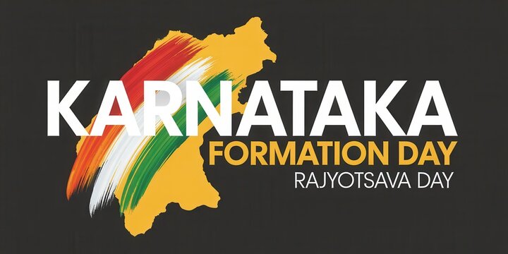 Karnataka formation day rajyotsava day celebration with map and flag colors