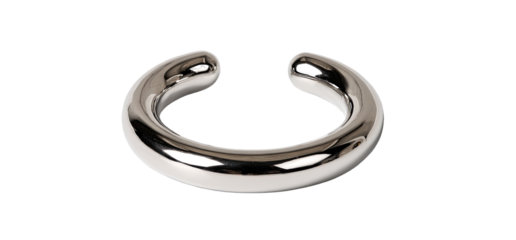 Polished, circular, metallic ear cuff