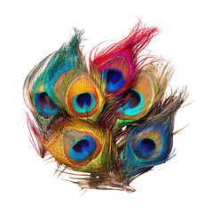 Naklejka premium Vibrant peacock feathers in a cluster
