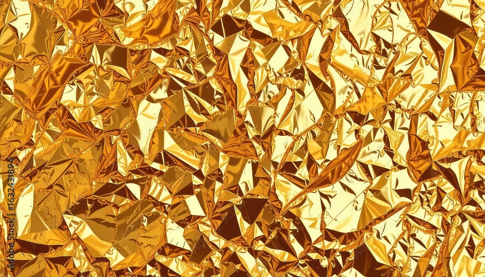 Poster shimmering golden texture reveals a chaotic symphony of crinkles, creating a captivating backdrop wi