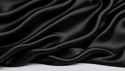 Fototapeta premium Elegant backdrop showcases cascading folds of luxurious ebony fabric, creating a dramatic, sensual and sophisticated surface