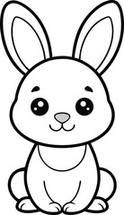 cute baby bunny outline image. funny easter bunny cartoon comic illustration placeholder