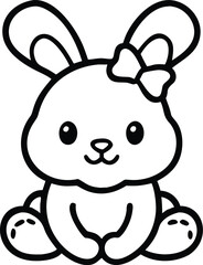 cute baby bunny outline image. funny easter bunny cartoon comic illustration placeholder