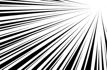 Radial sun burst with dramatic black-and-white sun rays. Comic style explosion manga speed lines on transparent background © Ink2Link