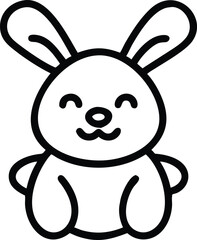 cute baby bunny outline image. funny easter bunny cartoon comic illustration placeholder
