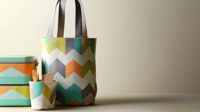 Colorful Geometric Lunch Set