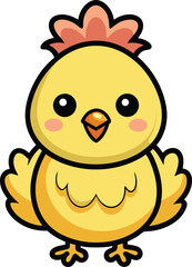 cute baby chicken black outline. Simple black and white outline, ready to print and color. 