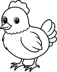 cute baby chicken black outline. Simple black and white outline, ready to print and color. 