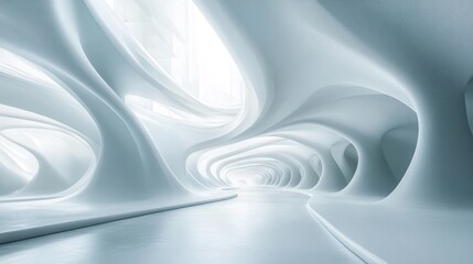 Futuristic Industrial Interior Featuring Geometric Architecture and Subtle Gradients