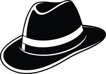 detective hat  silhouette on white background