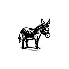 Obraz premium Stylized black and white illustration of a donkey