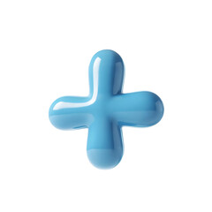 Obraz premium Blue plus sign isolated on transparent background, a symbol of addition, positivity, and increase, rendered in a smooth, glossy style