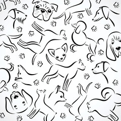 Dogs background, pattern set. Collection dogs icon. Vector