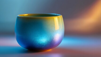 Vibrant ceramic cup with captivating multicolor gradient reflections