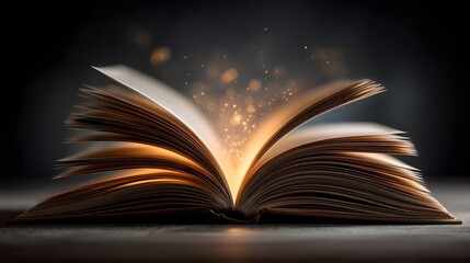 An open book glowing with inner light