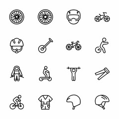Vector illustration of bicycle parts and accessories for cycling and extreme sports enthusiasts ideal for design