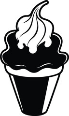 ice cream silhouette on white background. Cone ice cream silhouette vector flat illustration design on white 