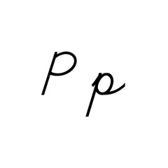 The image shows a cursive-style uppercase and lowercase letter 