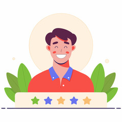 Happy customer showcasing excellent five-star service feedback and satisfaction