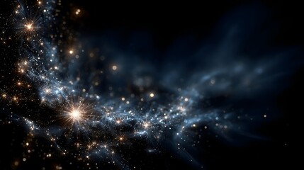 Obraz premium Stunning cosmic scene with navy blue background and shimmering gold highlights showcasing the beauty of a starry sky