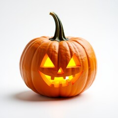 Minimalist Composition of a Single Glowing Pumpkin