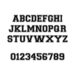 Classic Collegiate Sports Font Alphabet and Numbers