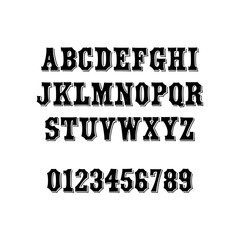 Vintage Western Font Alphabet and Numbers Vector