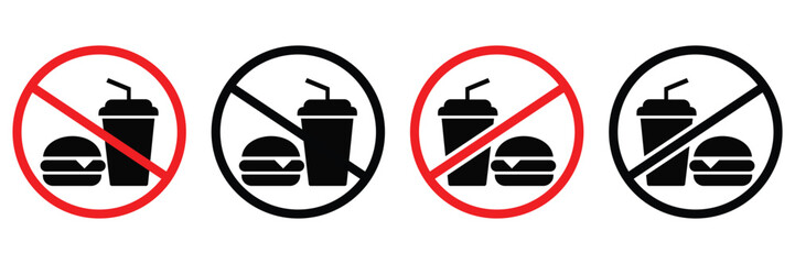 No Food or Drink Allowed Sign – Prohibited Symbol Icon Vector
