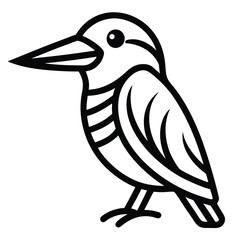 Solid black Oriental Dwarf Kingfisher animal vector design