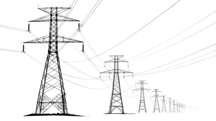 Silhouette of Power Line Towers