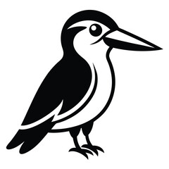 Solid black Oriental Dwarf Kingfisher animal vector design
