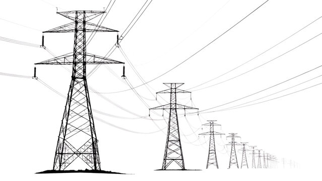 Silhouette of Power Line Towers