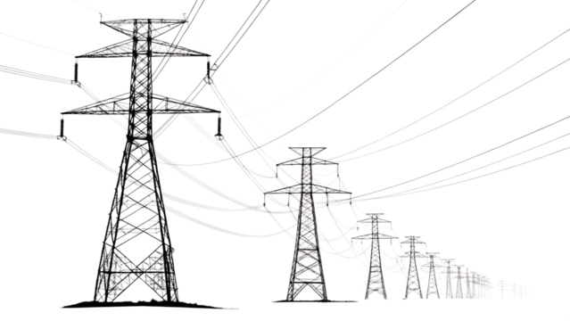 Silhouette of Power Line Towers