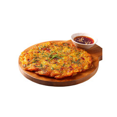 Delicious Korean Pajeon (Scallion Pancake) with Dipping Sauce