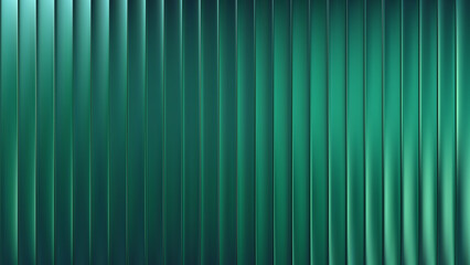 Dark green ribbed glass texture with glossy vertical waves. Frosted ribbed background with gradient effect. 3D lines and light create vertical premium corrugated reed metal and fluted waves.