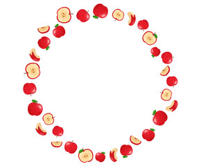 りんご 水彩手描きイラスト 上品なフルーツフレーム