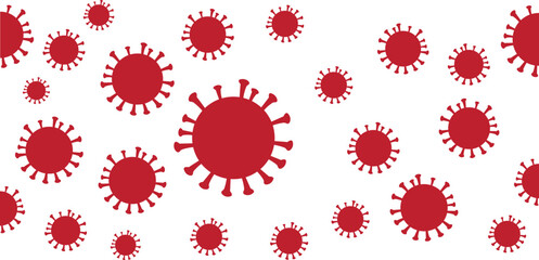 Virus particles scattered across a plain white background. Monekypox, Mpox, Nipah virus. Vector illustration.