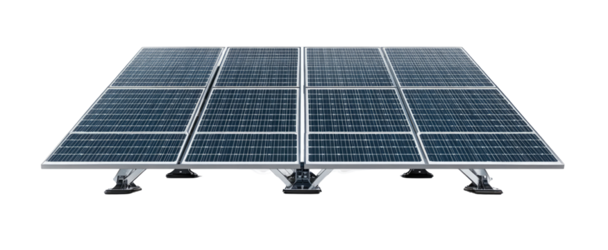 Array of solar panels mounted on a metal frame