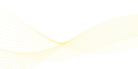 Golden and white wavy curve line with digital future technology concept background. Line art striped graphic template, banner background. Vector illustration.	