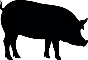 Black Pig Shape Vector Graphic on White Background