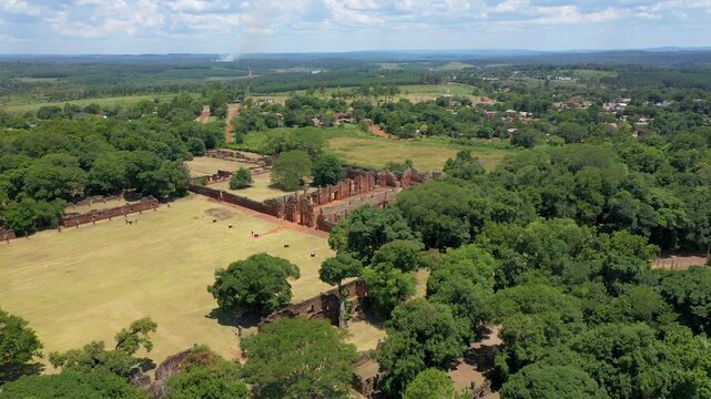 Aerial view of the ruins of San Ignacio in Misiones, Argentina.