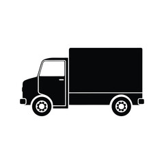 Fototapeta premium Professional cargo truck and trailer silhouette vector icon, perfect for logistic solutions, delivery networks, and warehouse themes.