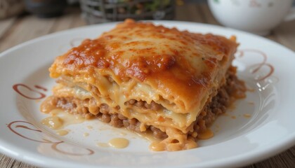 Lasagna Layers with Melted Cheese and Meat Sauce